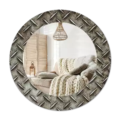 Round decorative mirror Steel texture