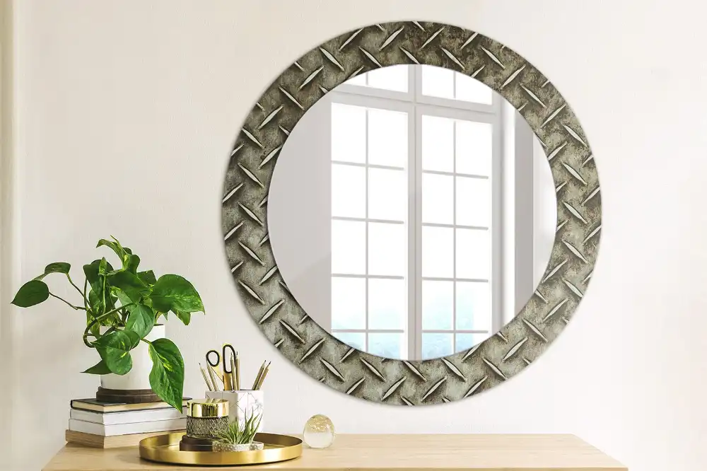 Round decorative mirror Steel texture
