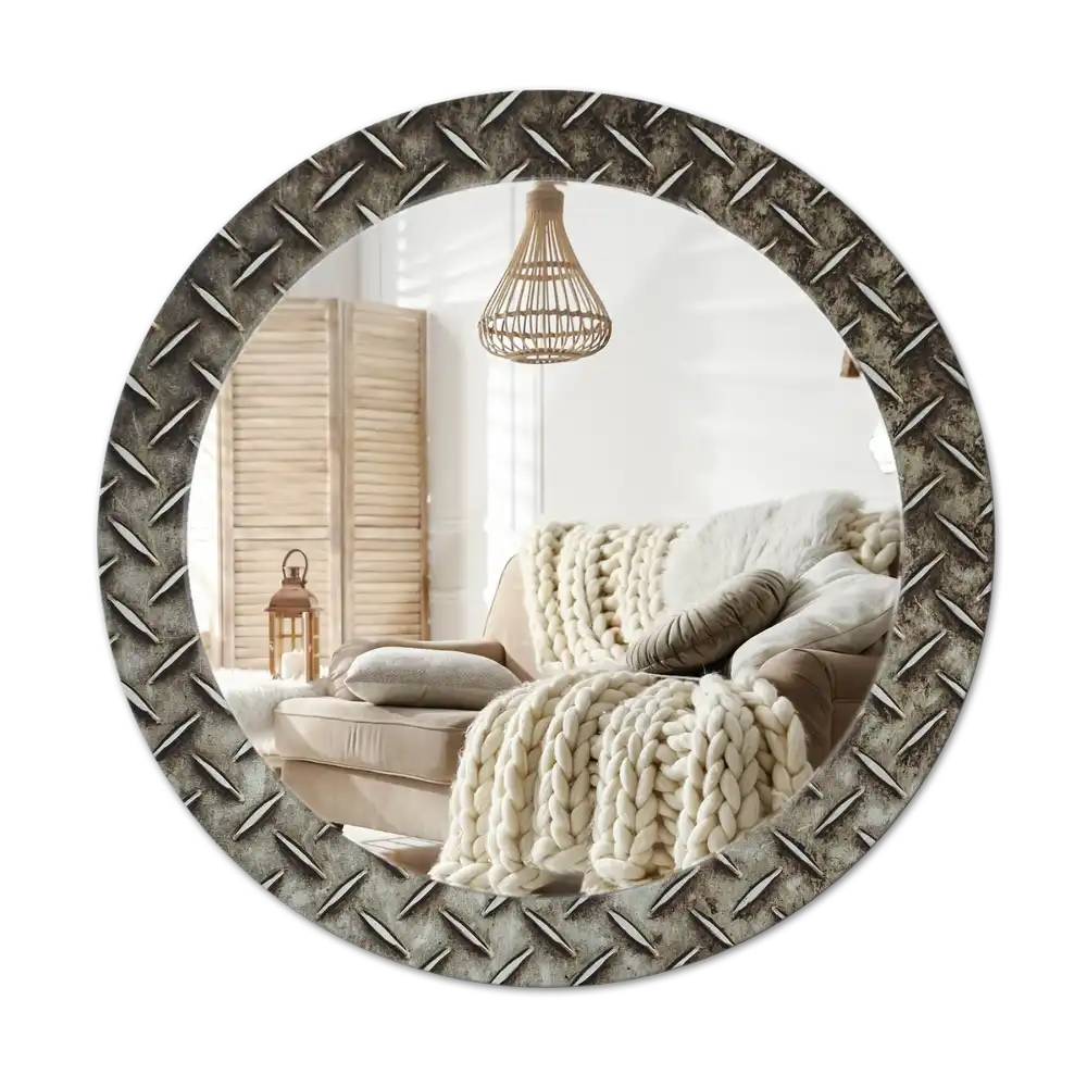Round decorative mirror Steel texture