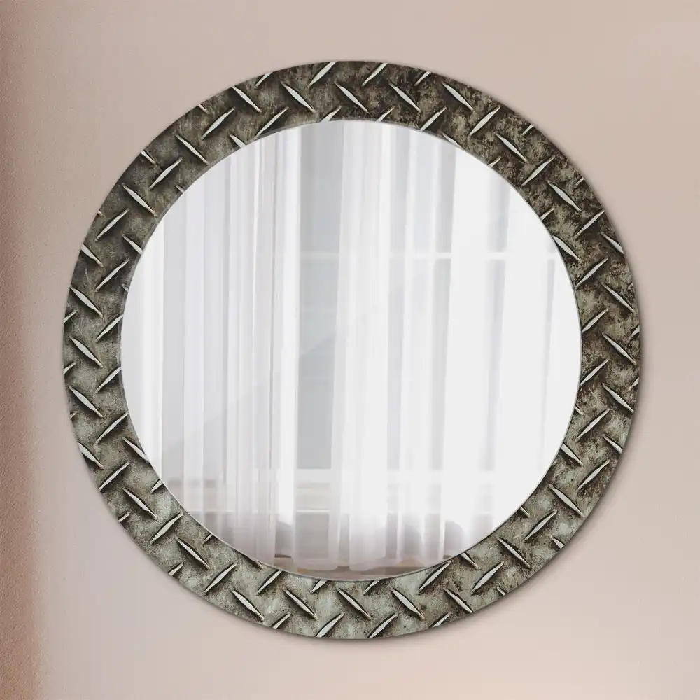 Round decorative mirror Steel texture