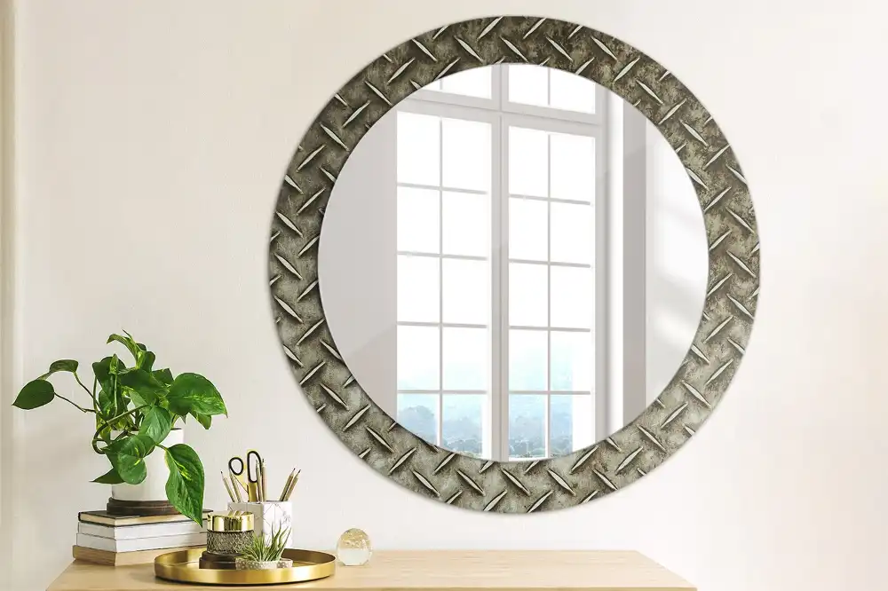 Round decorative mirror Steel texture
