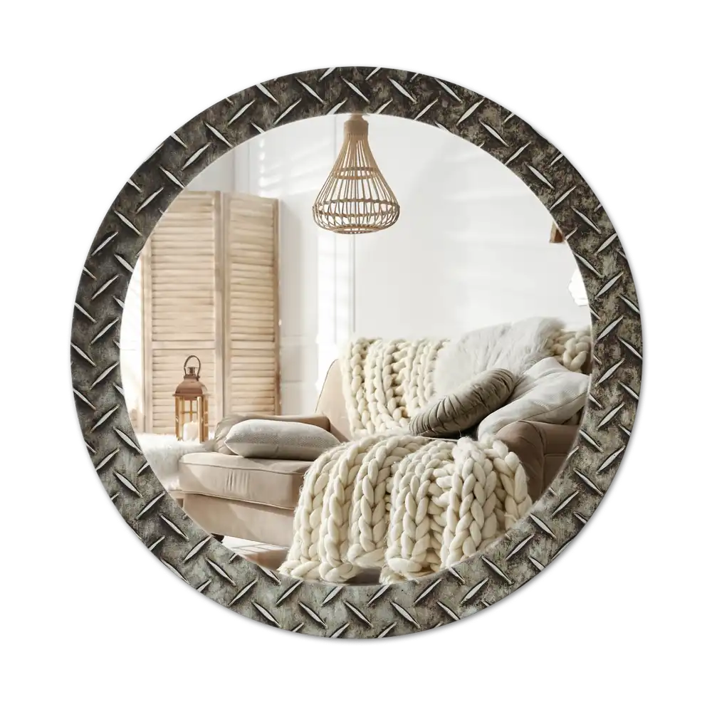 Round decorative mirror Steel texture