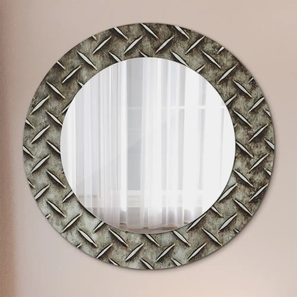 Round decorative mirror Steel texture