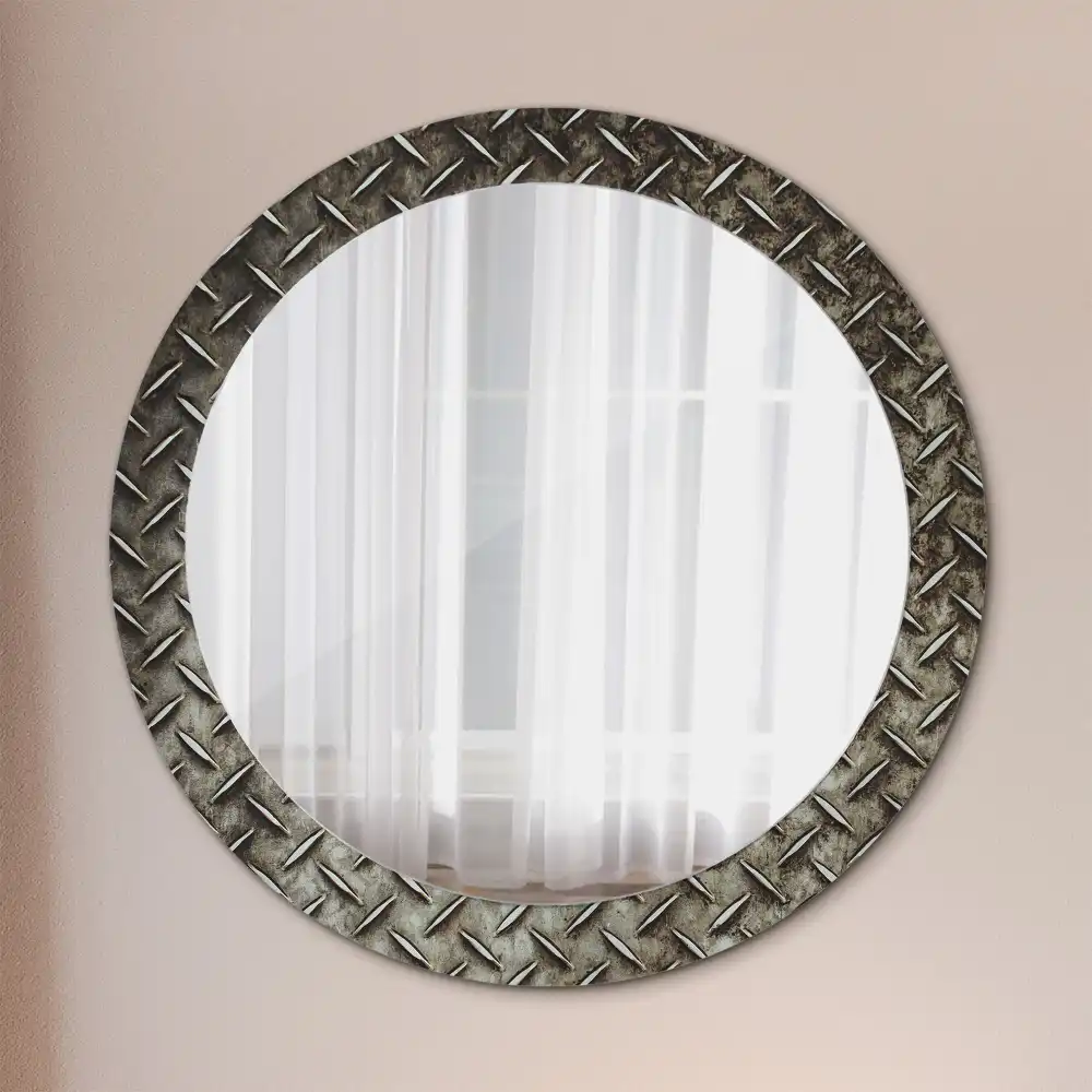 Round decorative mirror Steel texture