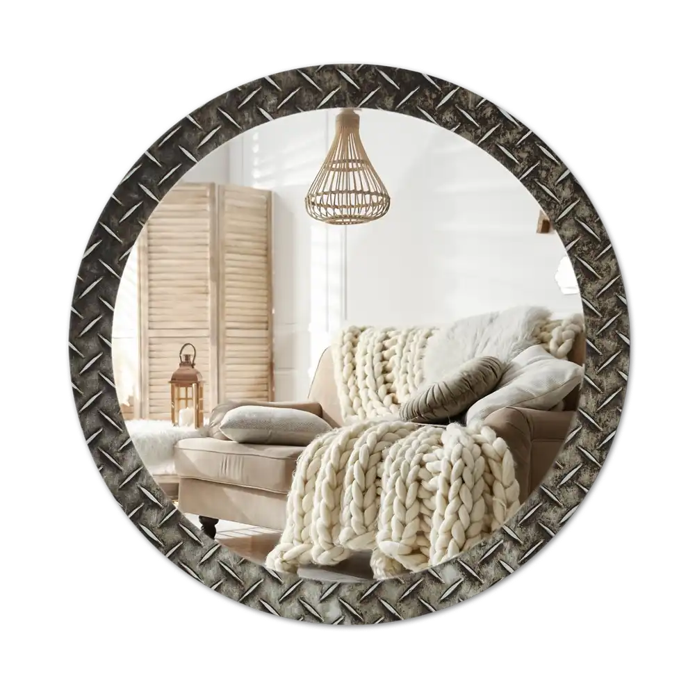 Round decorative mirror Steel texture