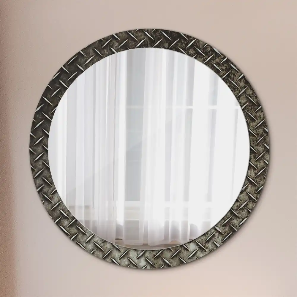 Round decorative mirror Steel texture