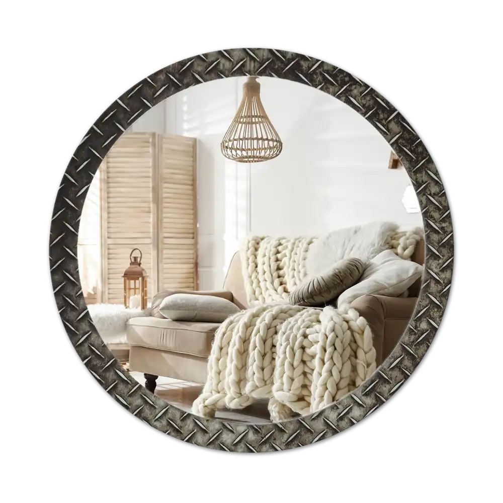 Round decorative mirror Steel texture