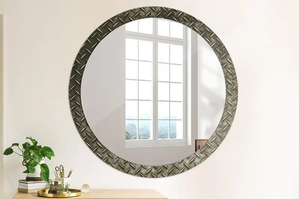 Round decorative mirror Steel texture