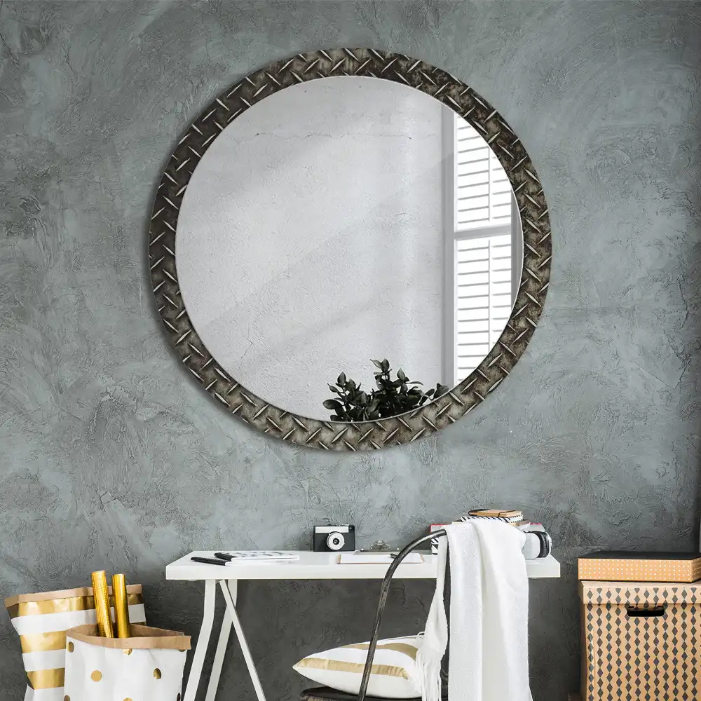 Round decorative mirror Steel texture