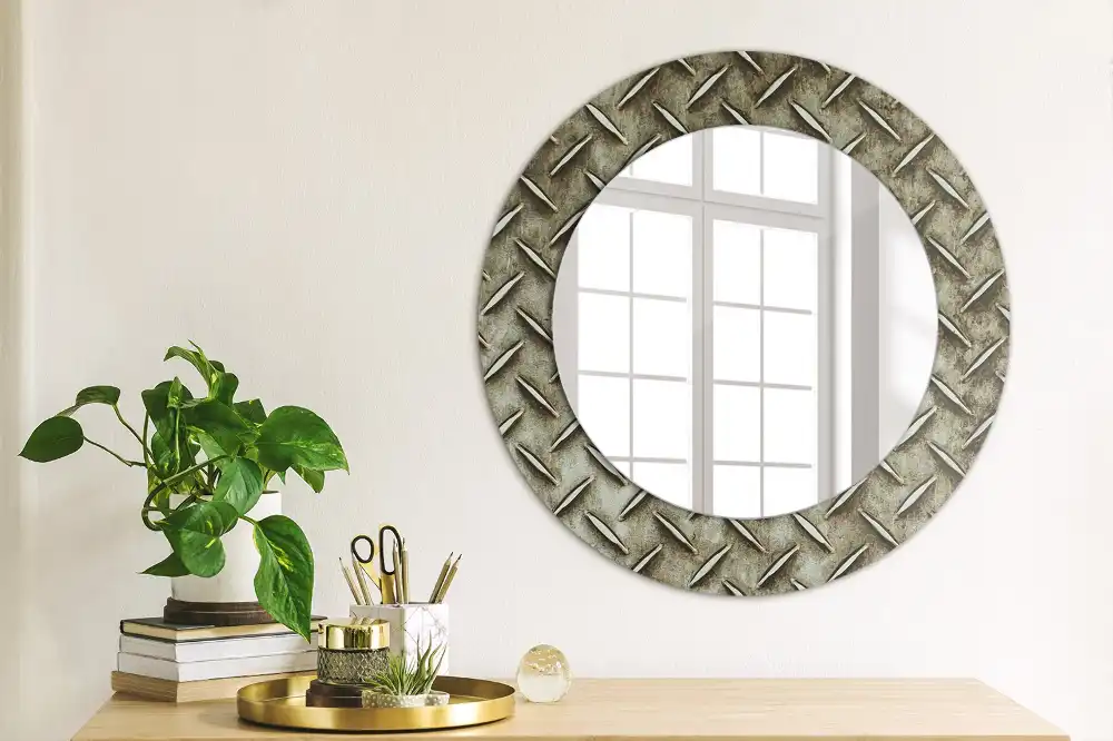 Round decorative mirror Steel texture