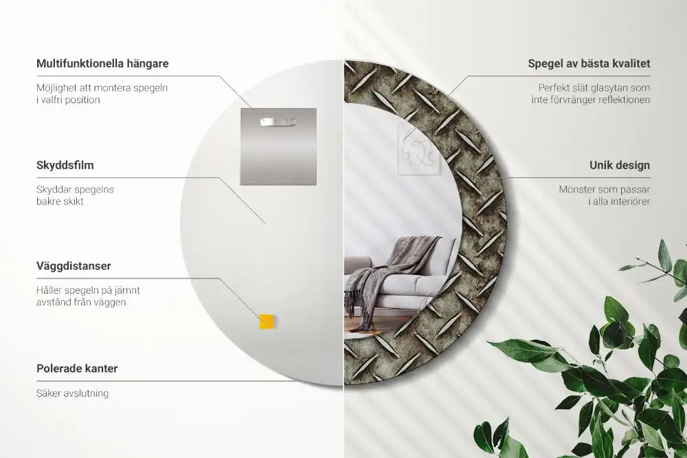Round decorative mirror Steel texture