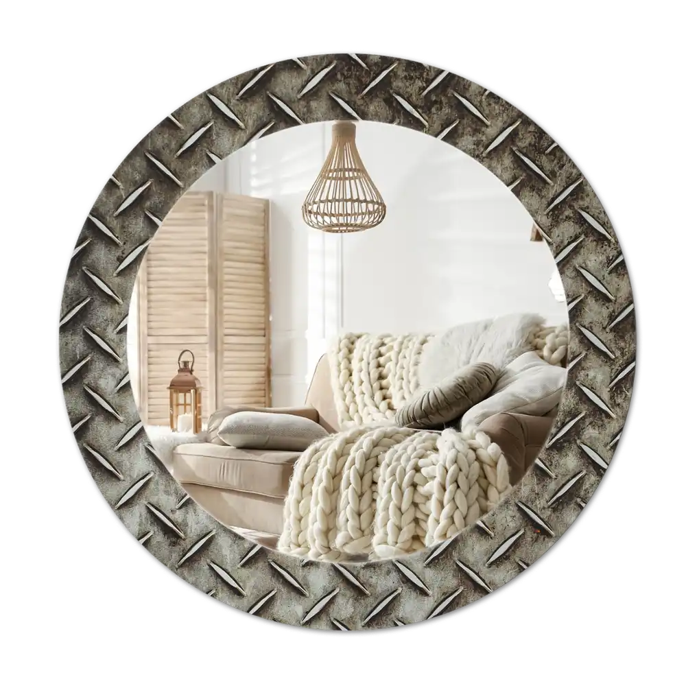 Round decorative mirror Steel texture