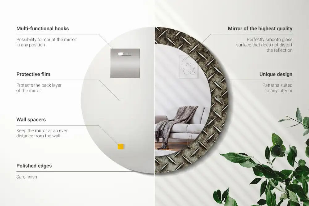 Round decorative mirror Steel texture