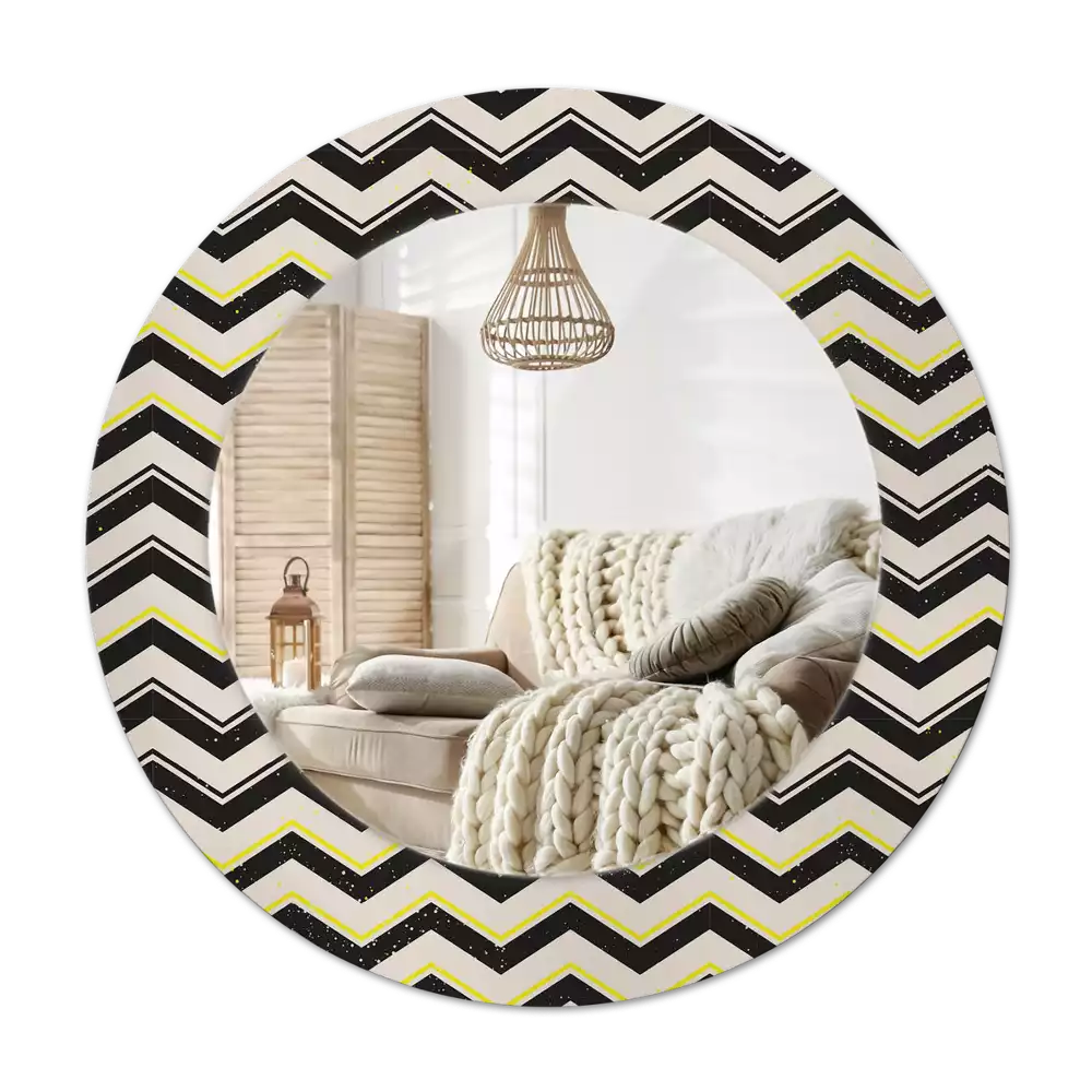 Round wall mirror decor Zigzag pattern