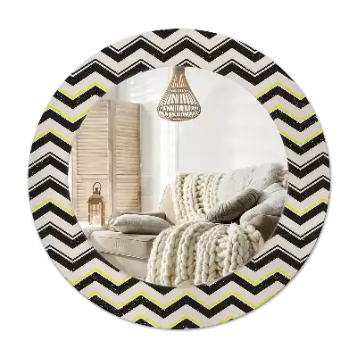 Round wall mirror decor Zigzag pattern