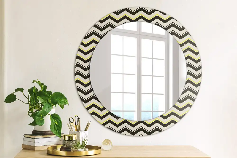 Round wall mirror decor Zigzag pattern