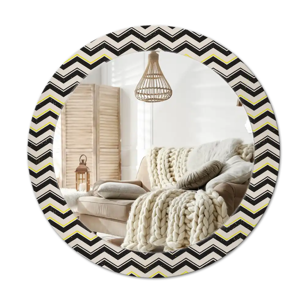 Round wall mirror decor Zigzag pattern