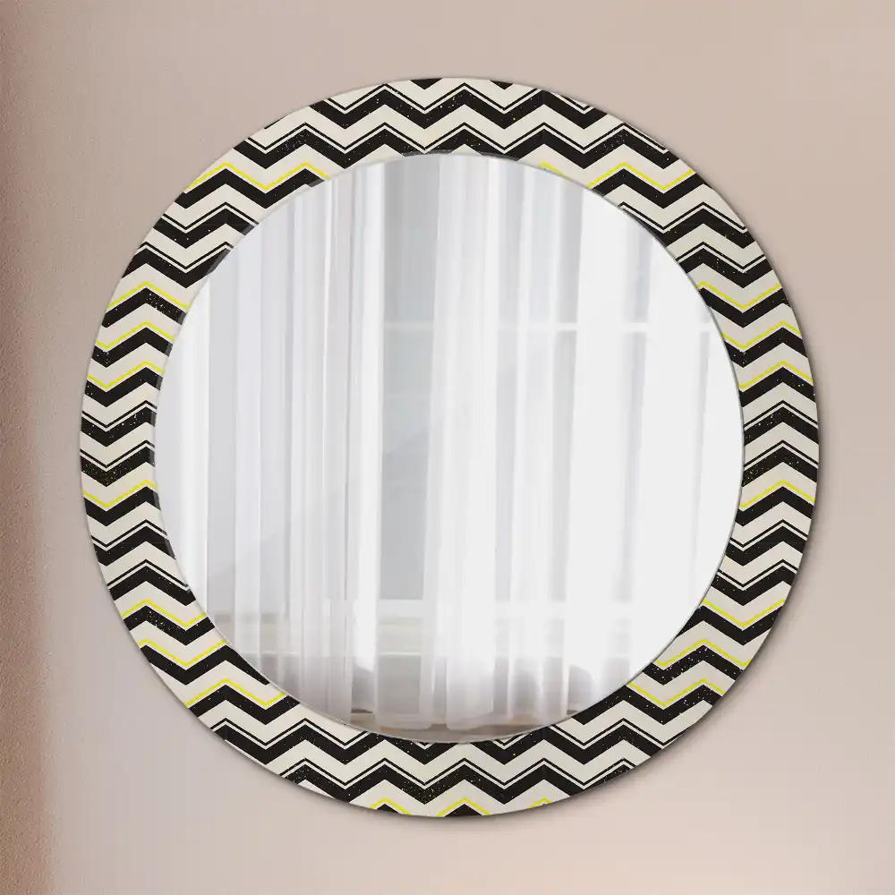 Round wall mirror decor Zigzag pattern