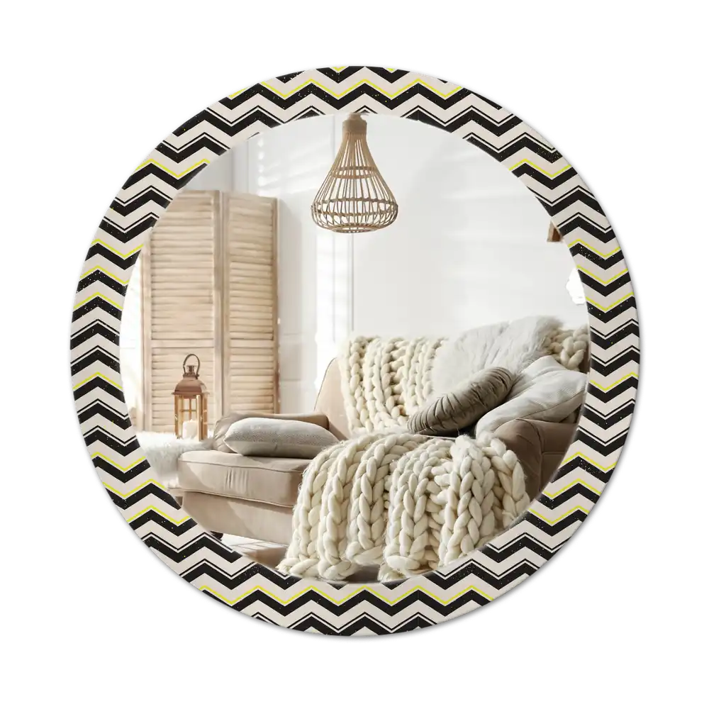 Round wall mirror decor Zigzag pattern