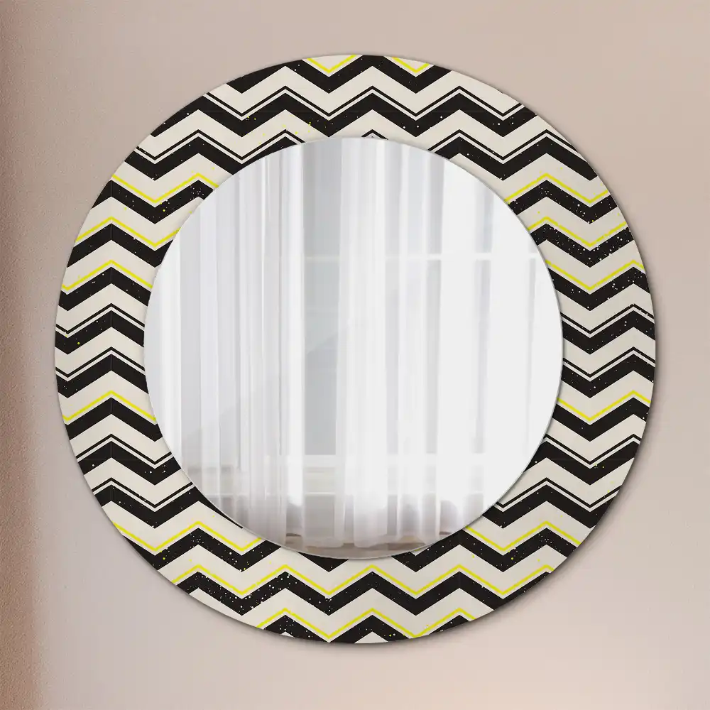 Round wall mirror decor Zigzag pattern
