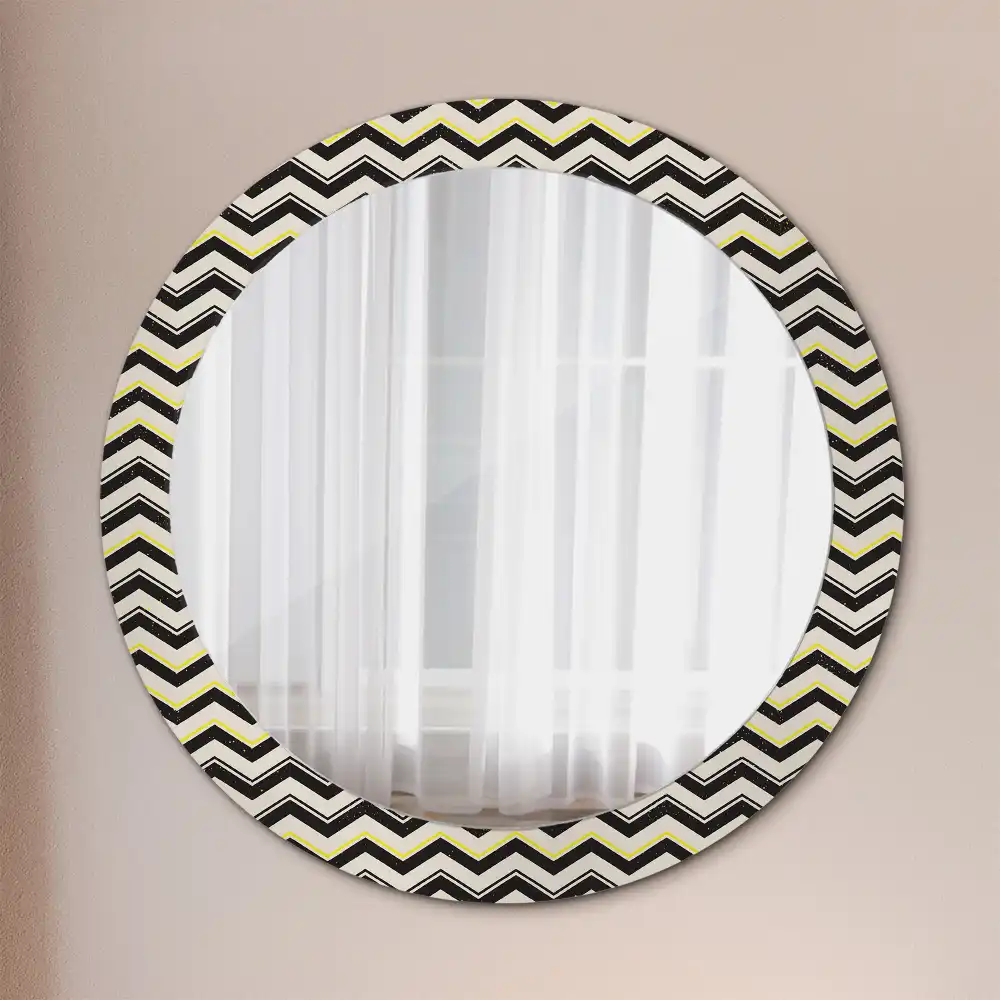 Round wall mirror decor Zigzag pattern
