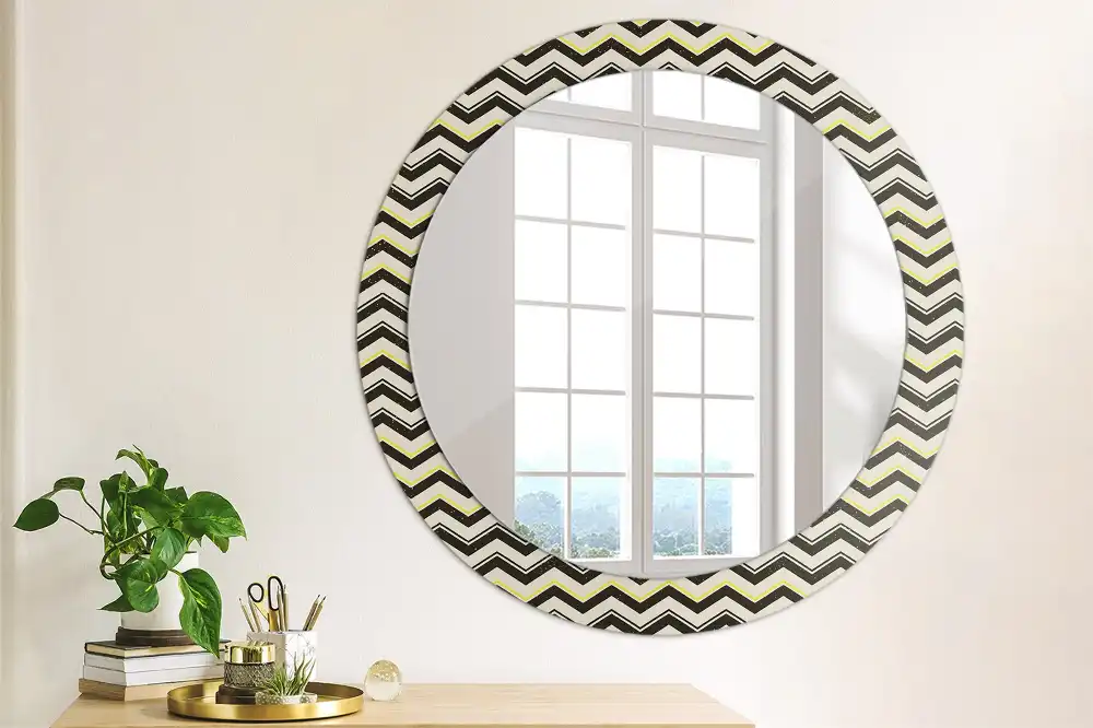 Round wall mirror decor Zigzag pattern