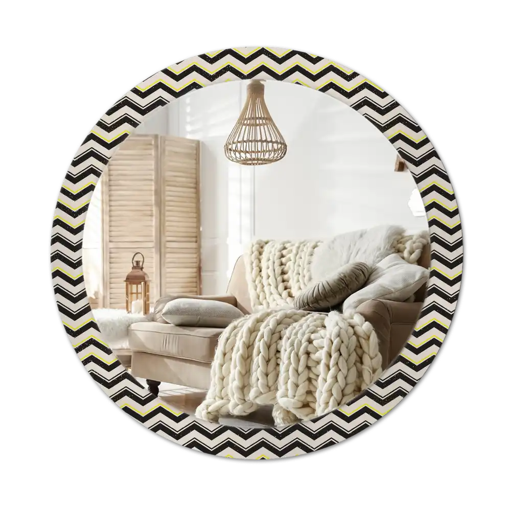 Round wall mirror decor Zigzag pattern