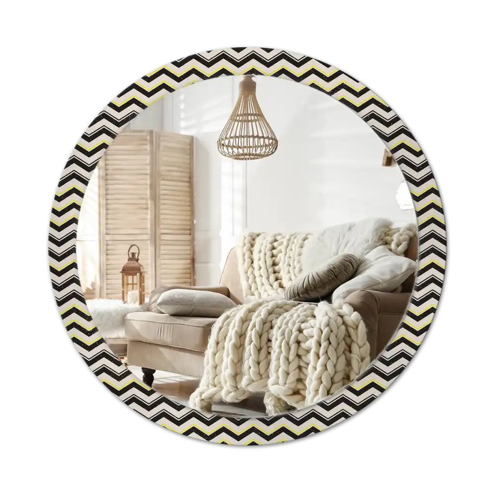 Round wall mirror decor Zigzag pattern