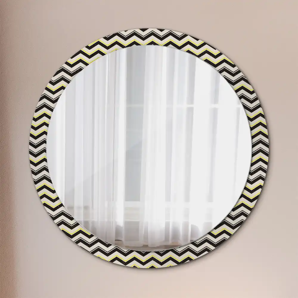 Round wall mirror decor Zigzag pattern