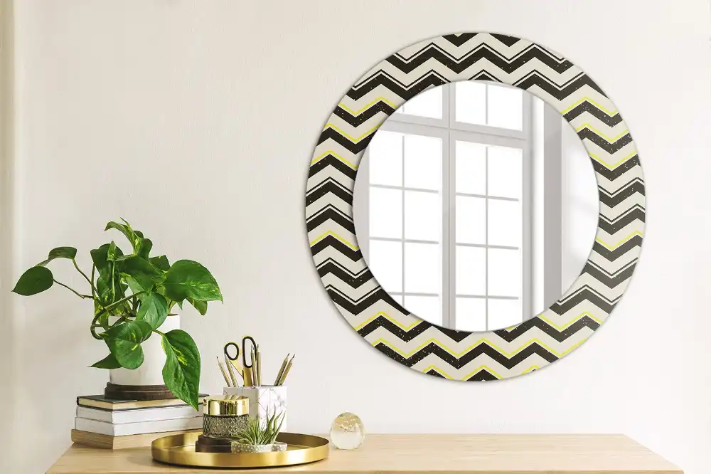 Round wall mirror decor Zigzag pattern