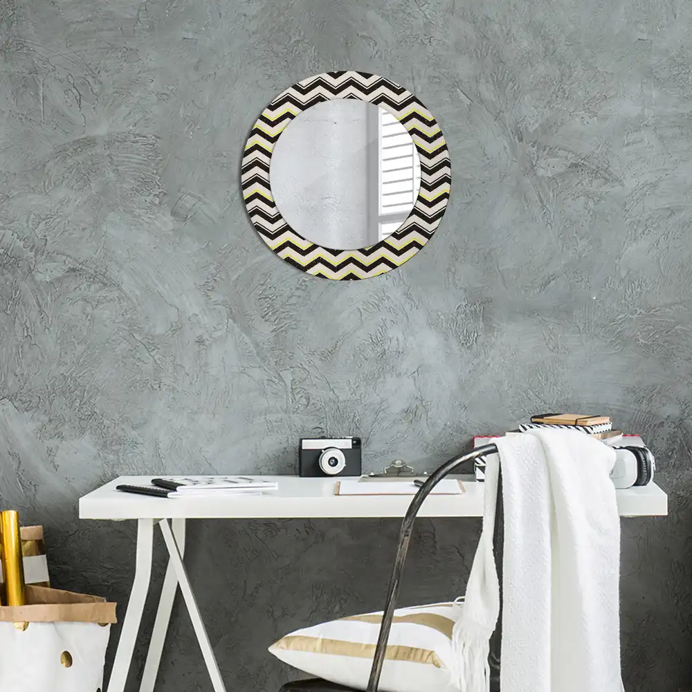 Round wall mirror decor Zigzag pattern