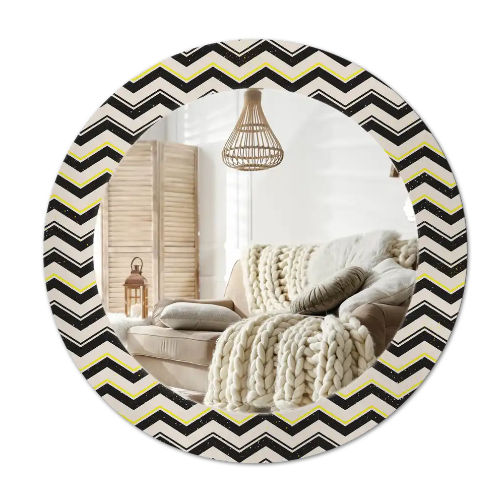 Round wall mirror decor Zigzag pattern