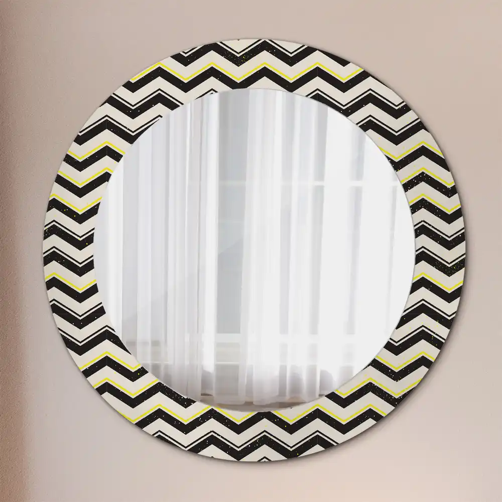 Round wall mirror decor Zigzag pattern