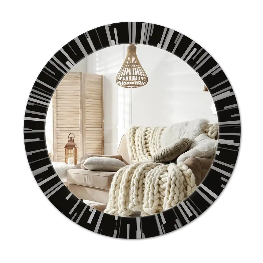 Round mirror frame with print Radiant composition