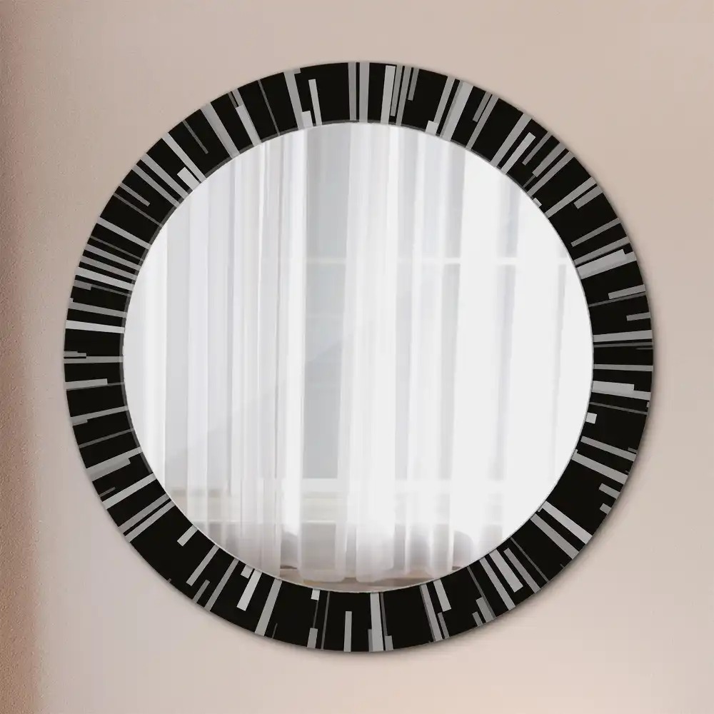 Round mirror frame with print Radiant composition