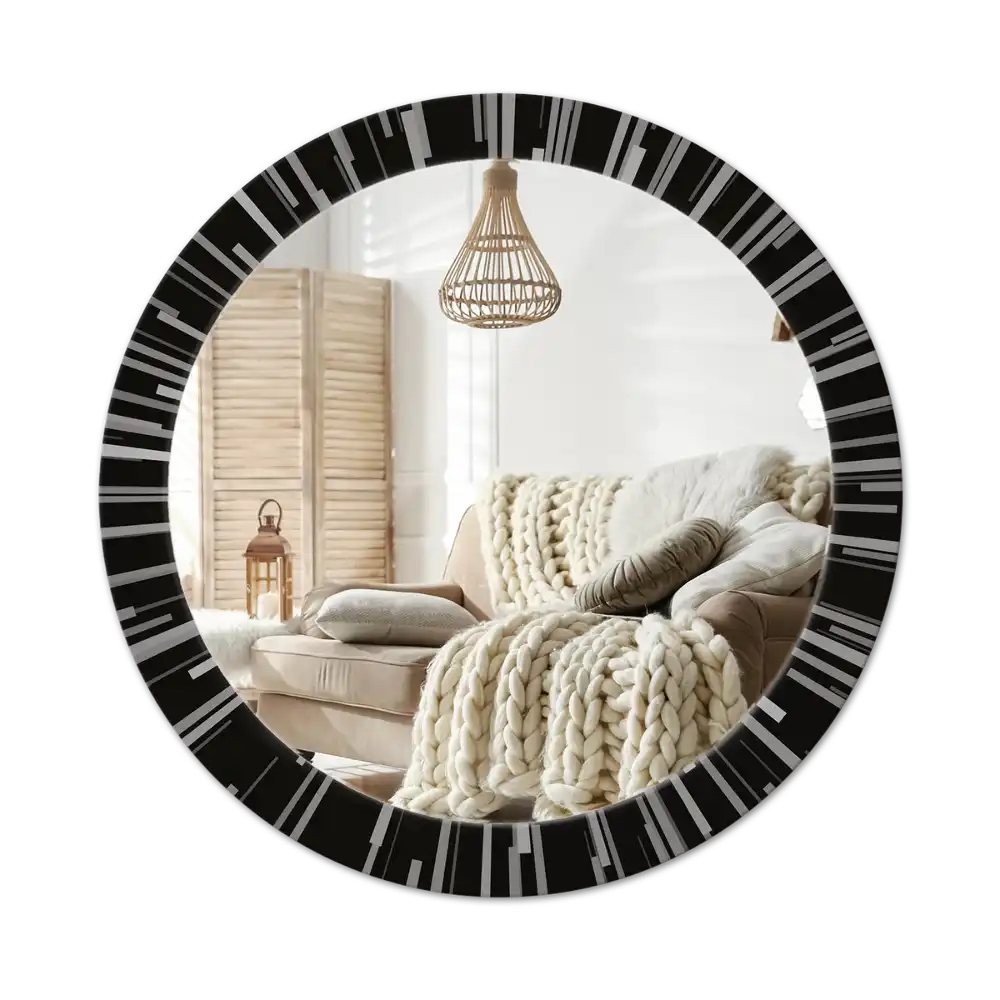 Round mirror frame with print Radiant composition