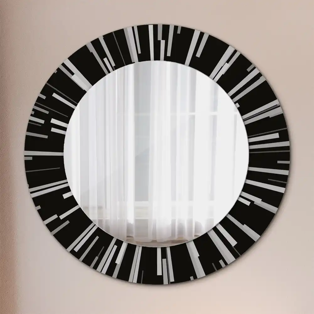 Round mirror frame with print Radiant composition
