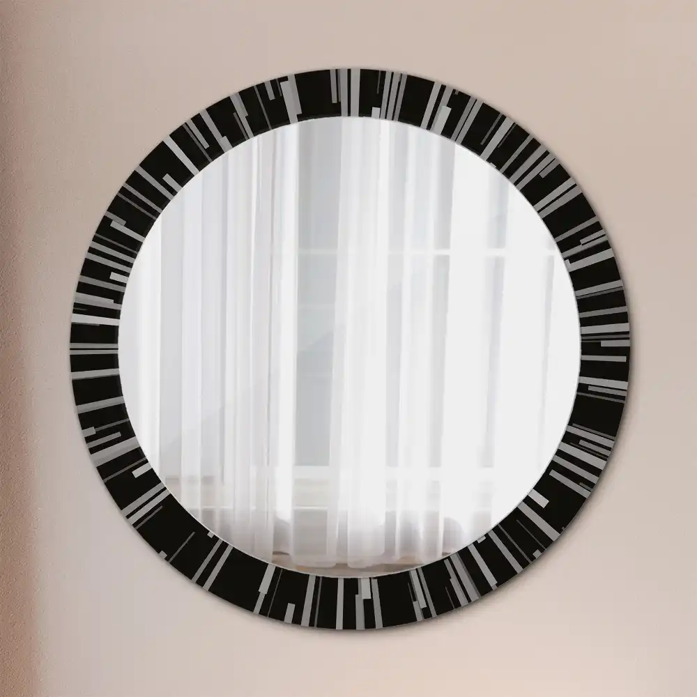 Round mirror frame with print Radiant composition