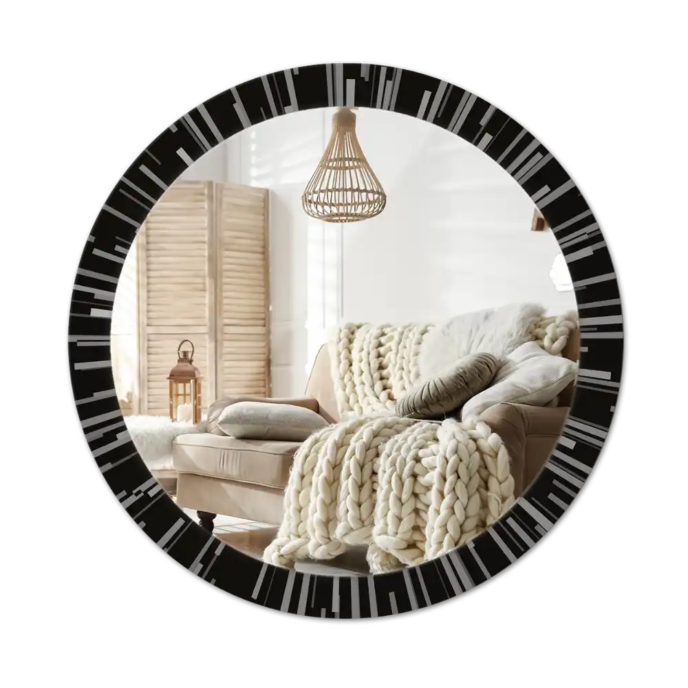 Round mirror frame with print Radiant composition