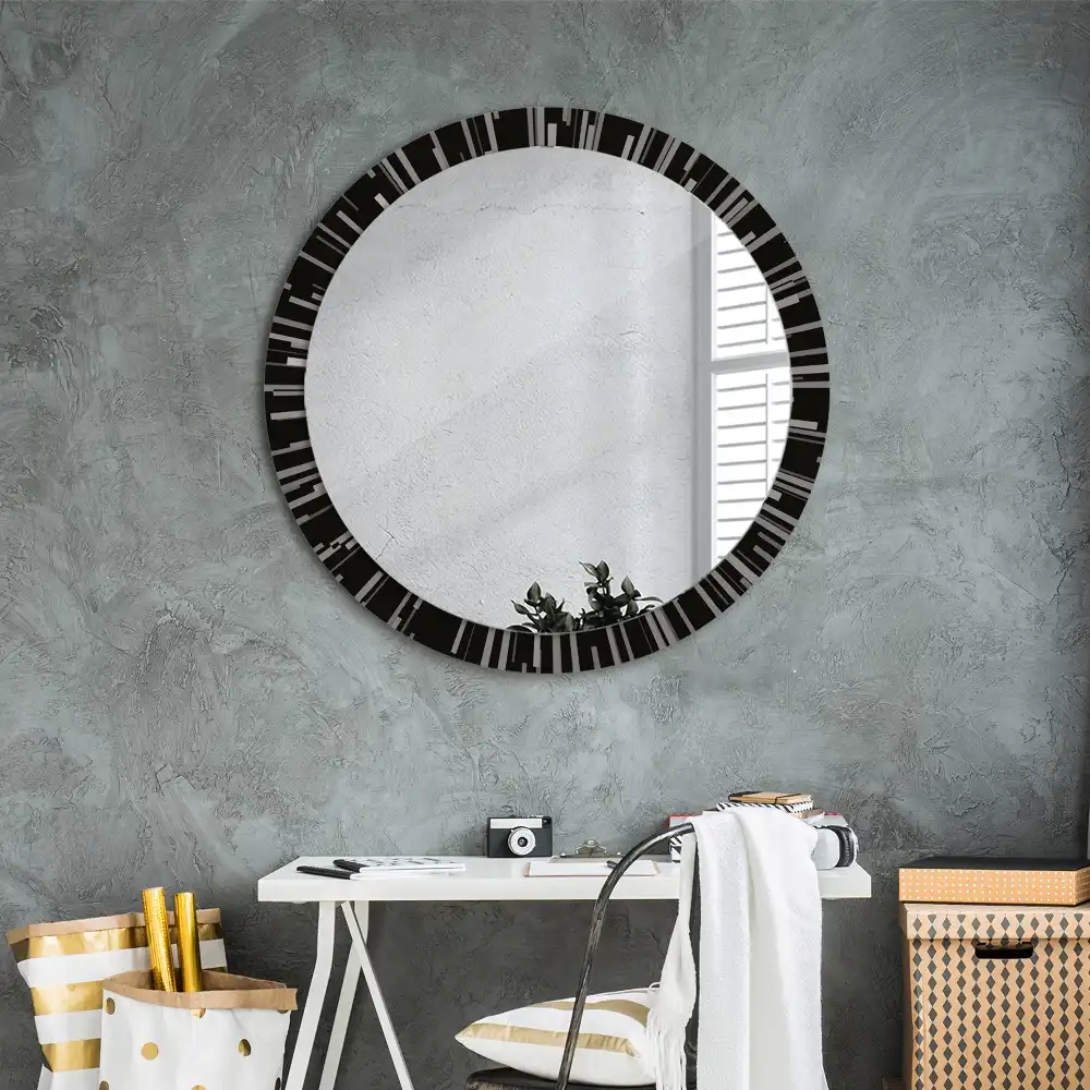 Round mirror frame with print Radiant composition