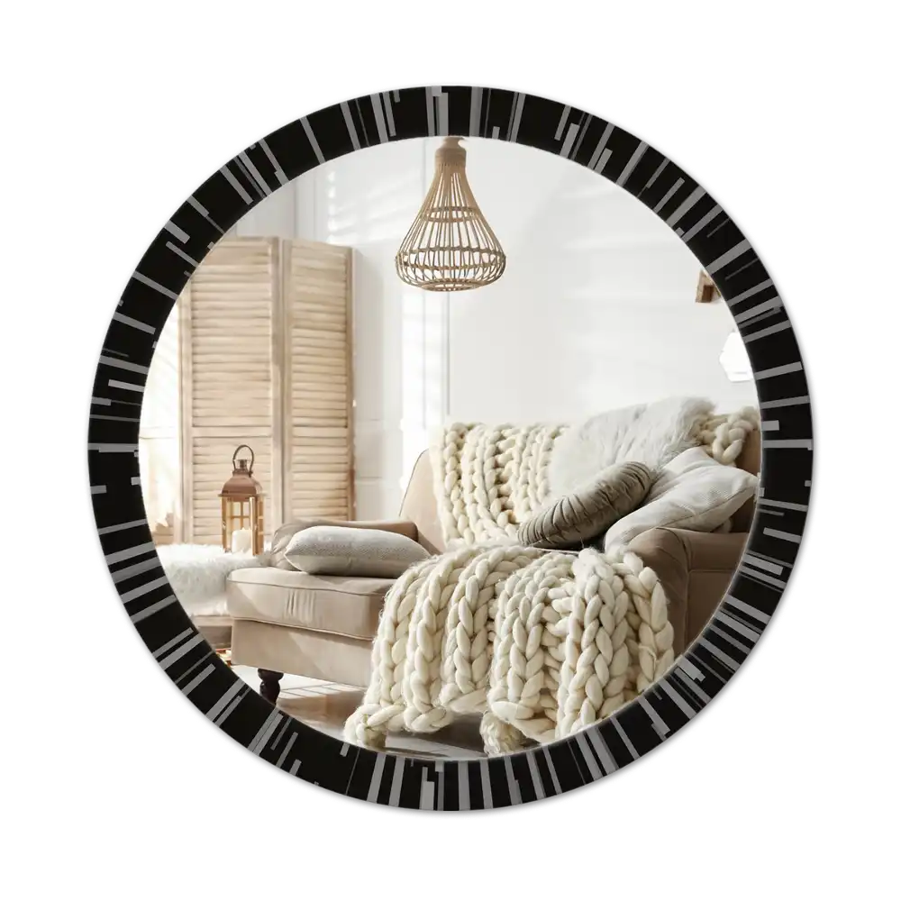 Round mirror frame with print Radiant composition
