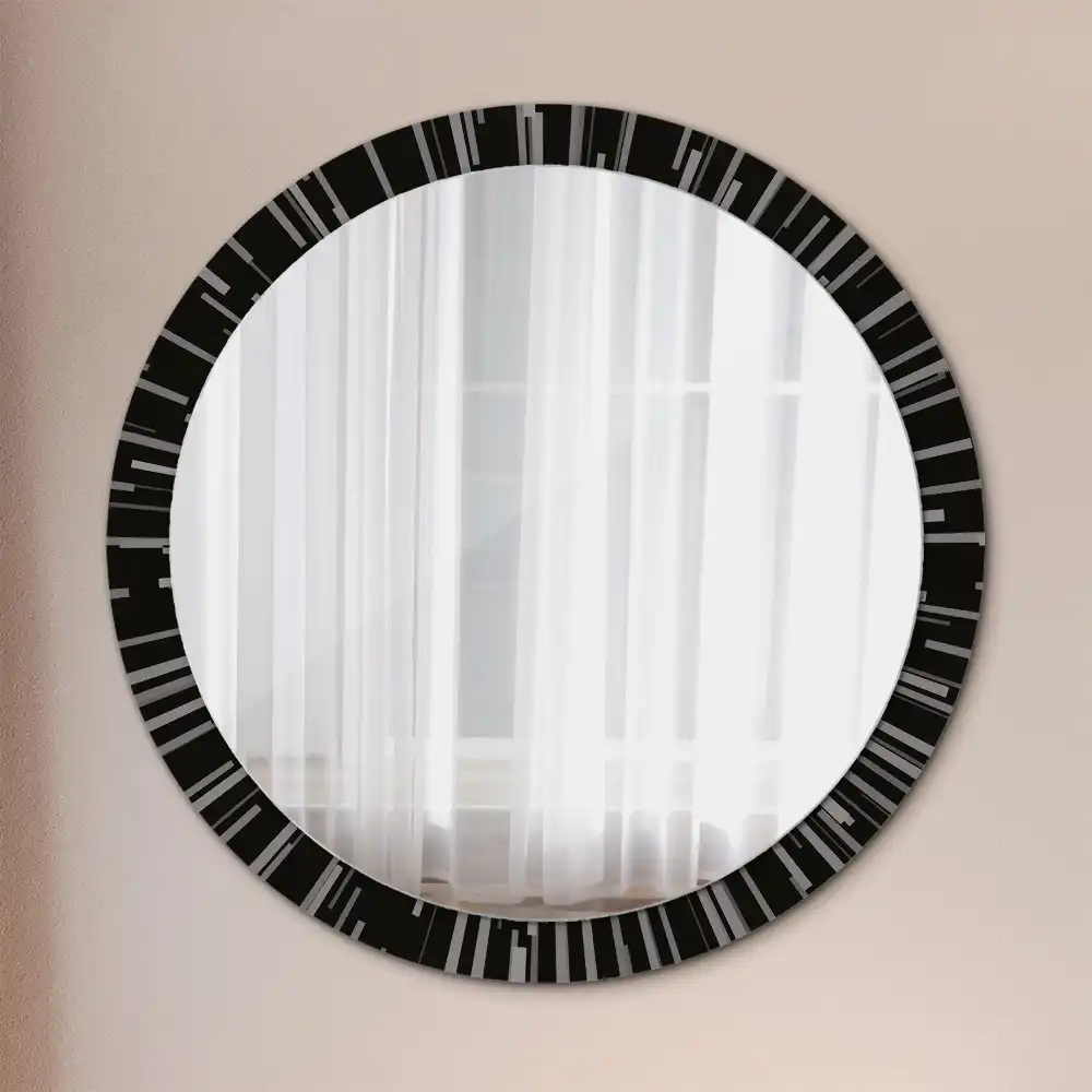 Round mirror frame with print Radiant composition