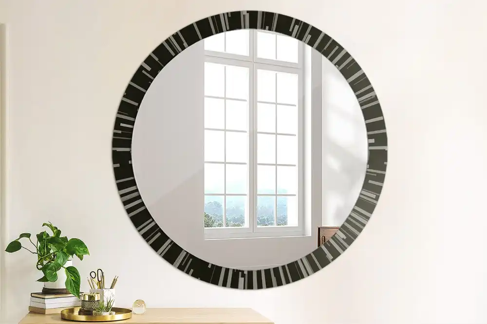Round mirror frame with print Radiant composition