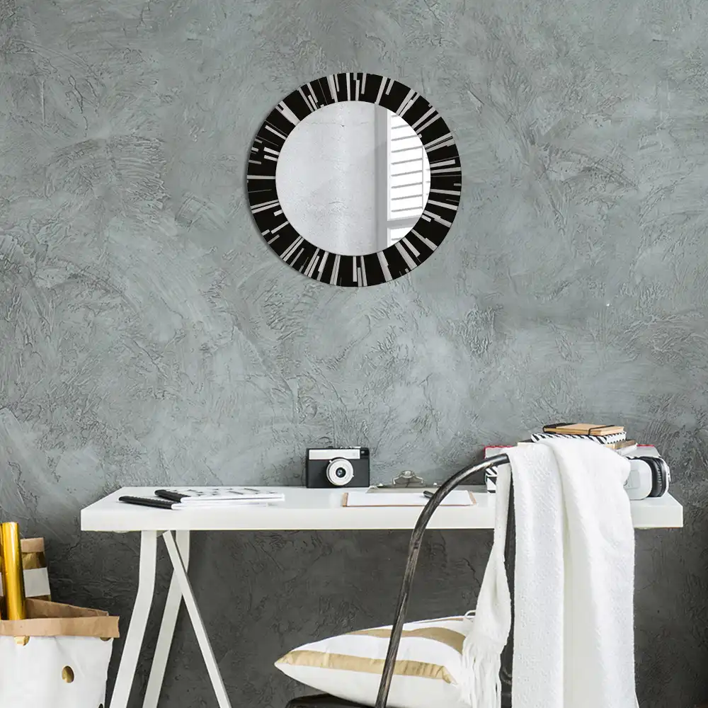 Round mirror frame with print Radiant composition
