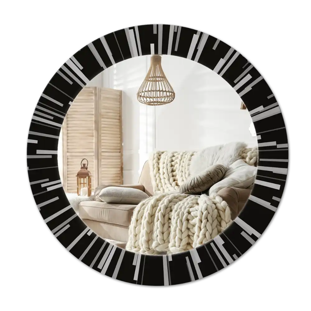 Round mirror frame with print Radiant composition