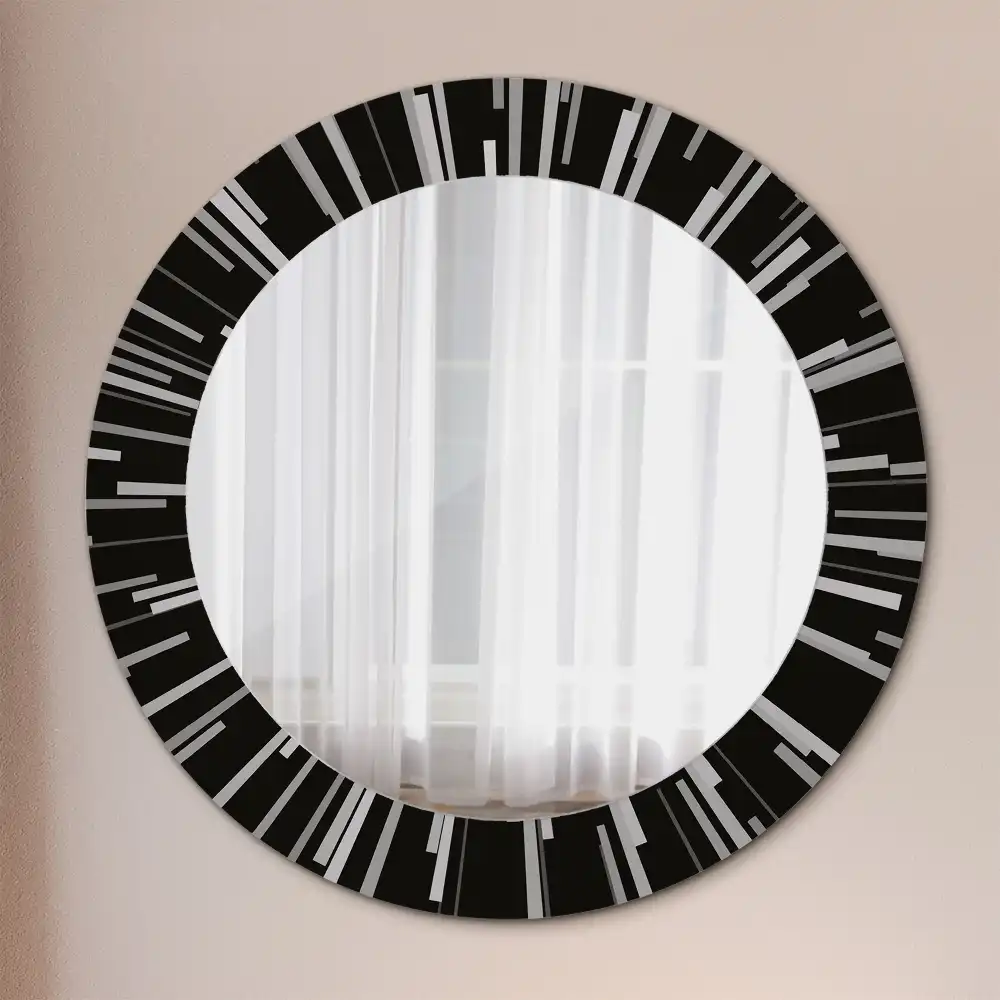 Round mirror frame with print Radiant composition