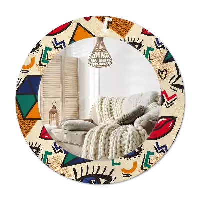 Round printed mirror Pop art style