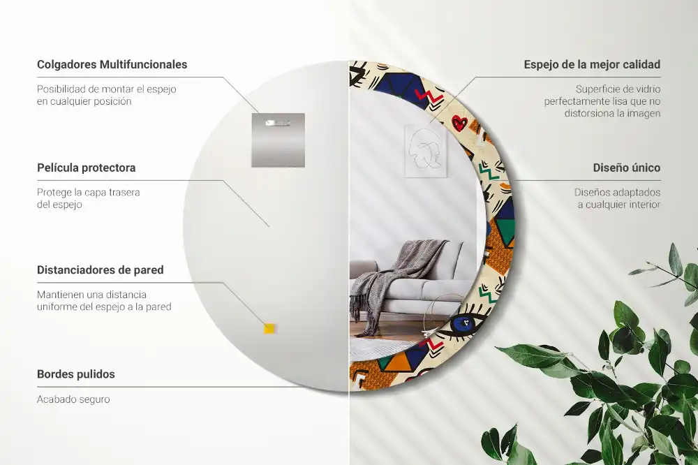 Round printed mirror Pop art style