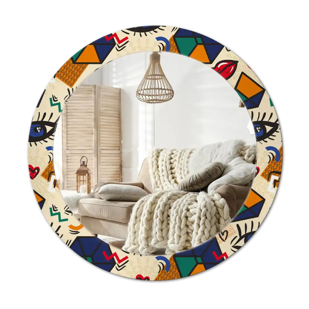 Round printed mirror Pop art style