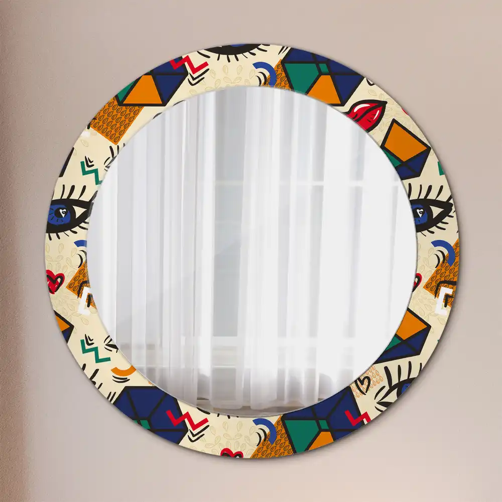 Round printed mirror Pop art style
